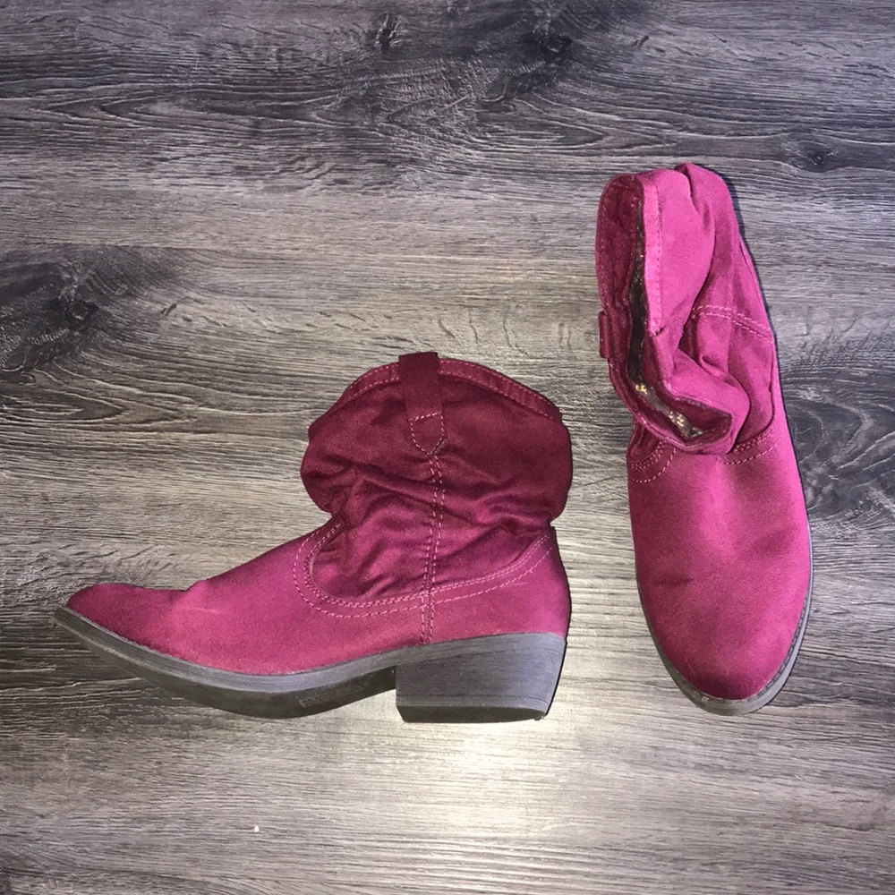 Maroon ankle boots